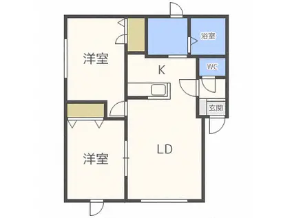 ソレアード二十四軒(2LDK/2階)の間取り写真