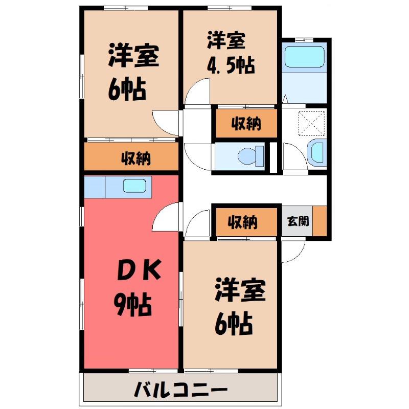 ネオエスティーケーA(3DK/2階)の間取り写真
