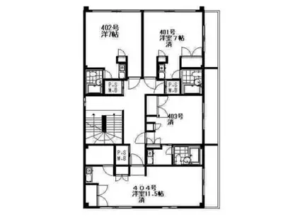 レジデンスクリヤンド(ワンルーム/4階)の間取り写真