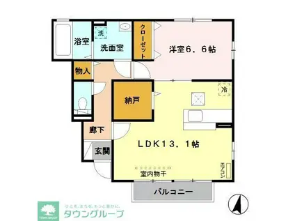 ディアコートI(1LDK/1階)の間取り写真