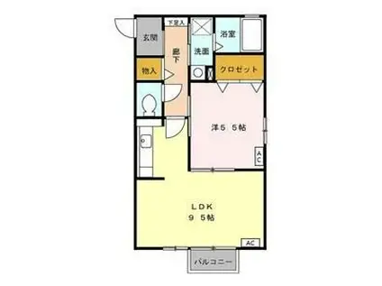 プラムII(1LDK/2階)の間取り写真