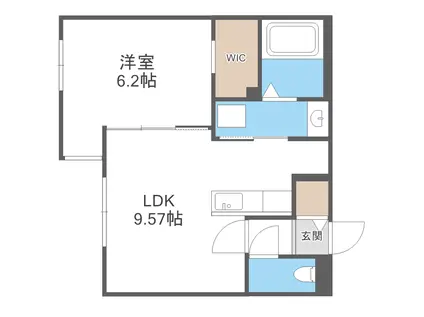 ヴォヤージュ菊水(1LDK/2階)の間取り写真