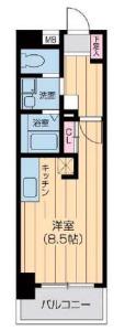 ウィルドゥ浜崎通(ワンルーム/5階)の間取り写真