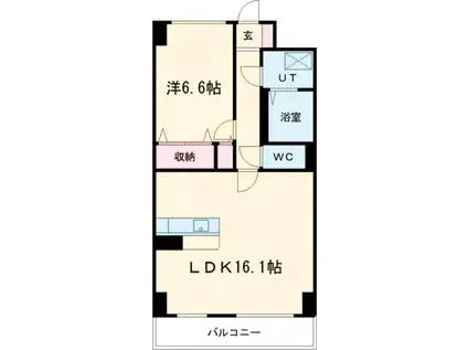 S-FORT宇都宮南大通(1LDK/1階)の間取り写真