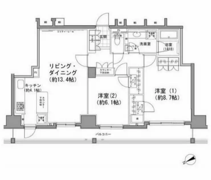 パークハビオ八丁堀 12階階 間取り