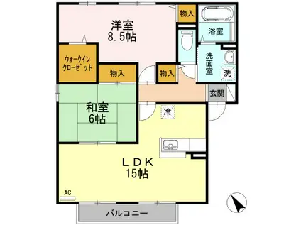 セジュールのぞみ I棟(2LDK/2階)の間取り写真