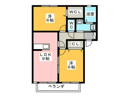 コート/ラデュレ(2DK/1階)の間取り写真