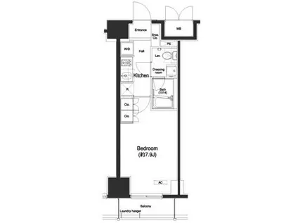 プラウドフラット白金高輪(1K/8階)の間取り写真