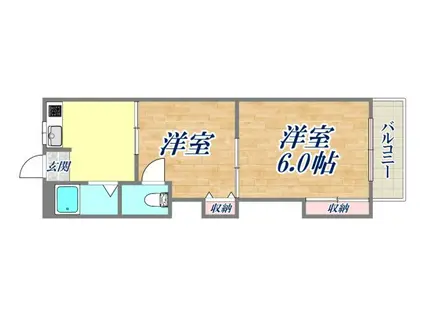 コーポ大川(2K/2階)の間取り写真