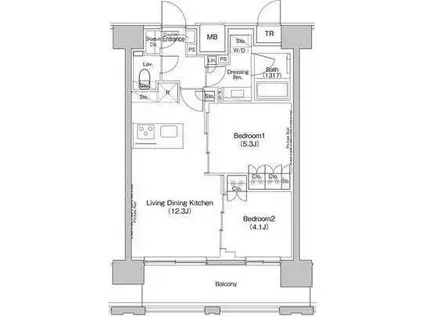 ザ・パークハビオ上北沢(2LDK/10階)の間取り写真