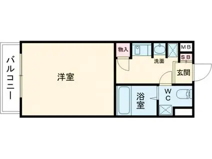カーサ王塚台(ワンルーム/2階)の間取り写真