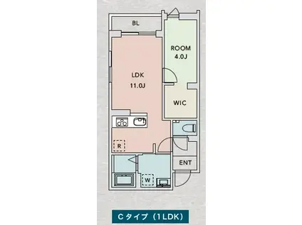 クレアーレ上目黒諏訪山II WOOD HOUSE(1LDK/1階)の間取り写真