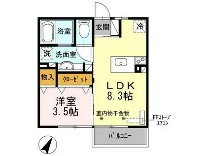 プライム・セジュールA(1LDK/1階)の間取り写真