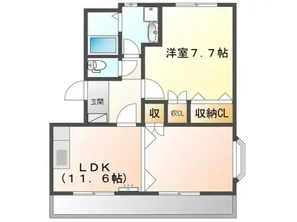 エメラルドノービレIII(1LDK/2階)の間取り写真