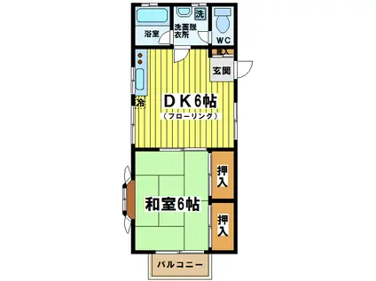 メゾンポポロ(1DK/2階)の間取り写真