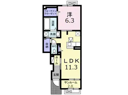 ジェイ エスI(1LDK/1階)の間取り写真