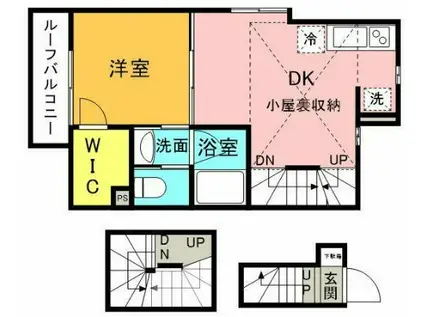 K-HOUSE西蒲田(1DK/3階)の間取り写真
