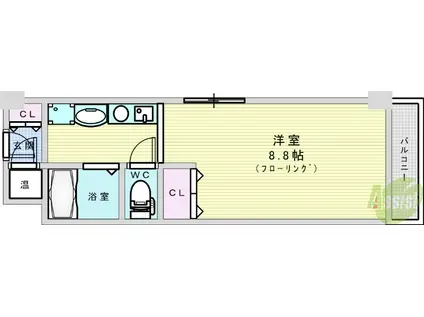 ラ・エスポワール(1K/4階)の間取り写真