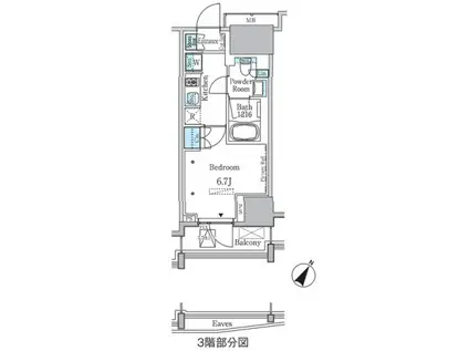 ラテスト白金台(1K/4階)の間取り写真