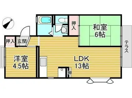 ドミール荻野(2LDK/1階)の間取り写真