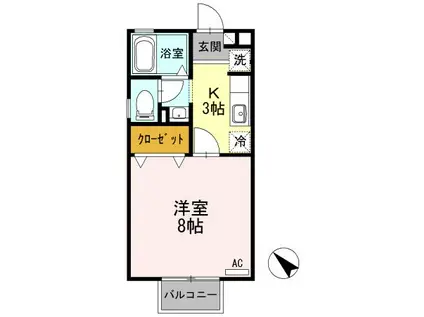 プリマベーラ春(1K/2階)の間取り写真