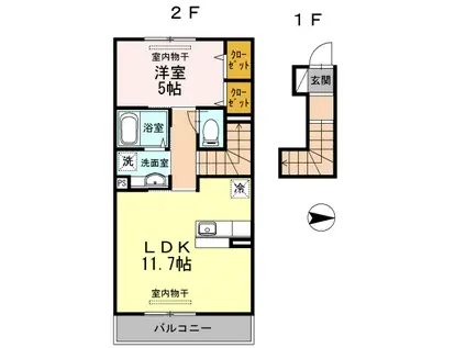 NOBLE COURT(1LDK/2階)の間取り写真