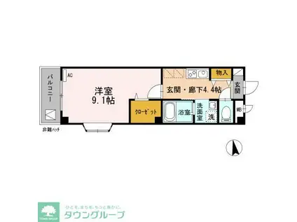 ウィル東小金井(1K/3階)の間取り写真