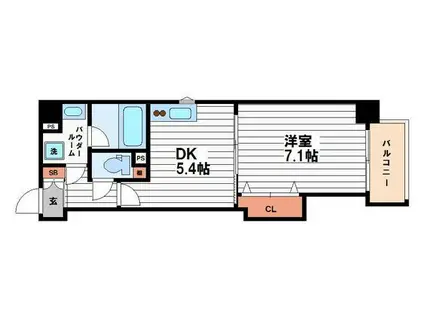 プレ上本町(1DK/7階)の間取り写真