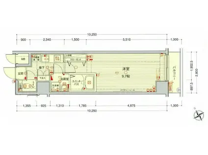 グランヴァン東中野III(1K/6階)の間取り写真