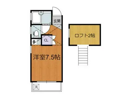 調布ヶ丘T&T(ワンルーム/1階)の間取り写真