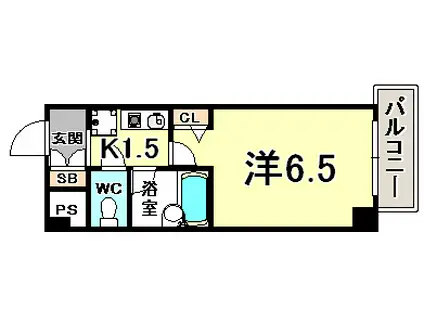 エスリード三宮第3(1K/3階)の間取り写真