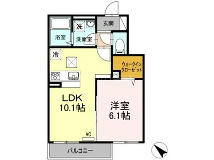 新川崎ヴィラージュA(1LDK/1階)の間取り写真