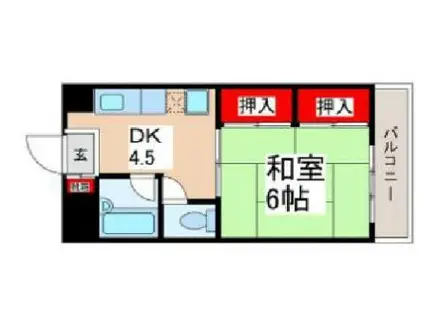 池長ビル(1DK/3階)の間取り写真