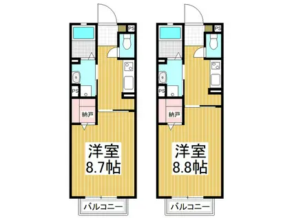 ARCADIA緑ヶ丘 SOLO(1K/2階)の間取り写真