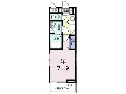 ベル デーア(1K/3階)の間取り写真