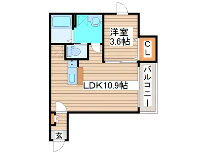 OUTRIGGER小松島(1LDK/1階)の間取り写真