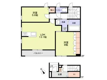 フォレスト ルーチェ(2LDK/2階)の間取り写真