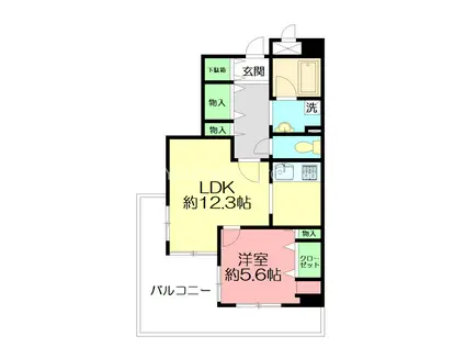 シャンテ伊勢原(1LDK/4階)の間取り写真