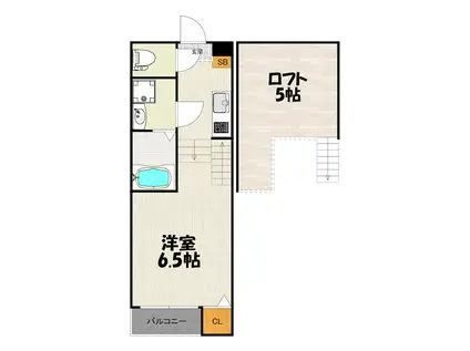 ハーモニーテラス井尻XI(1K/1階)の間取り写真