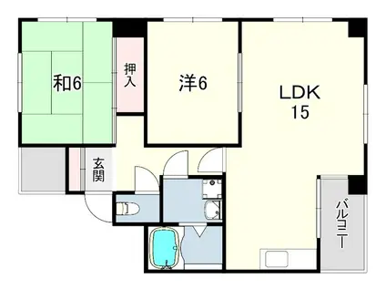 西鈴1番館(2LDK/3階)の間取り写真
