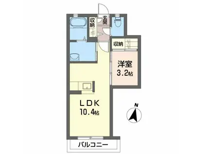 シャーメゾンSK A棟(1LDK/2階)の間取り写真