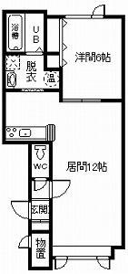 アシル A棟(1LDK/2階)の間取り写真