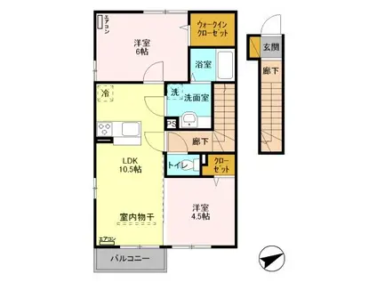 アムール花崎(2LDK/2階)の間取り写真