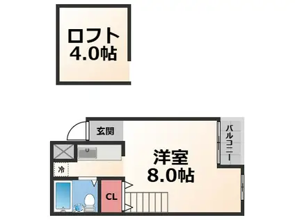 ラ・メゾン中小阪(1K/2階)の間取り写真