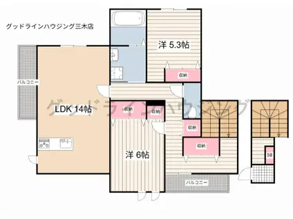 メゾベール自由が丘(2LDK/1階)の間取り写真