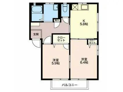 アネックスBE(2K/2階)の間取り写真