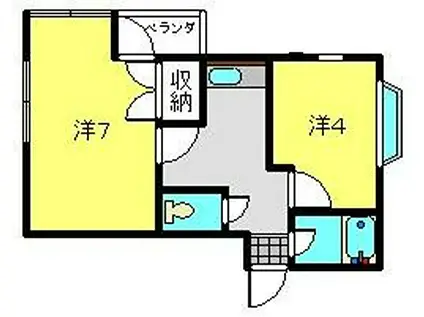 サンハイツ文京(2K/3階)の間取り写真