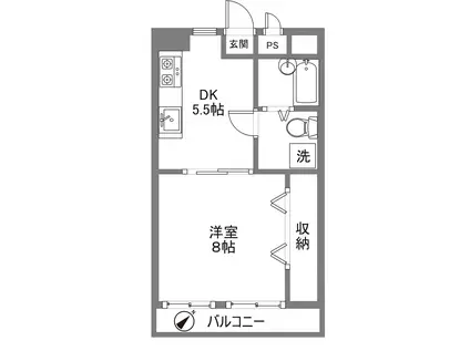 葵マンション(1DK/6階)の間取り写真