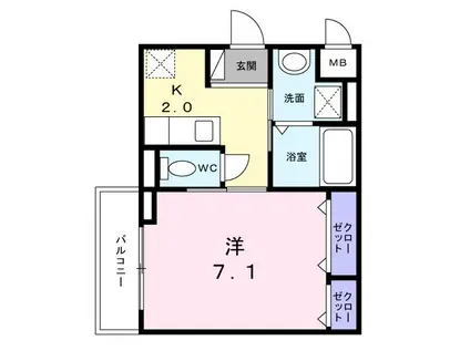 プリムヴェールV(1K/3階)の間取り写真