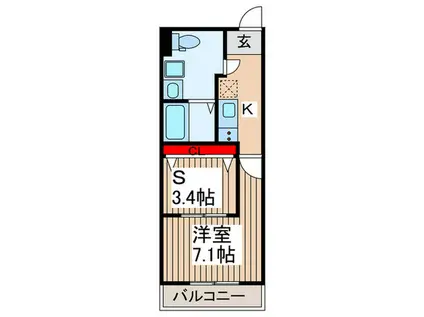 アバロン上尾原市(1SK/2階)の間取り写真